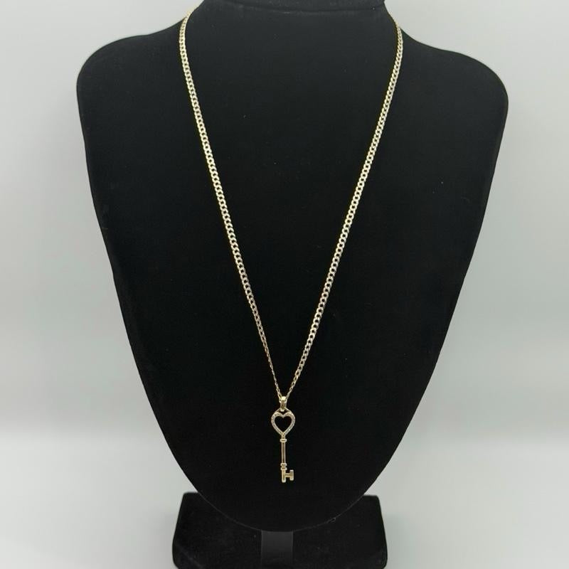 14K Gold Necklace with Heart-Key Pendant