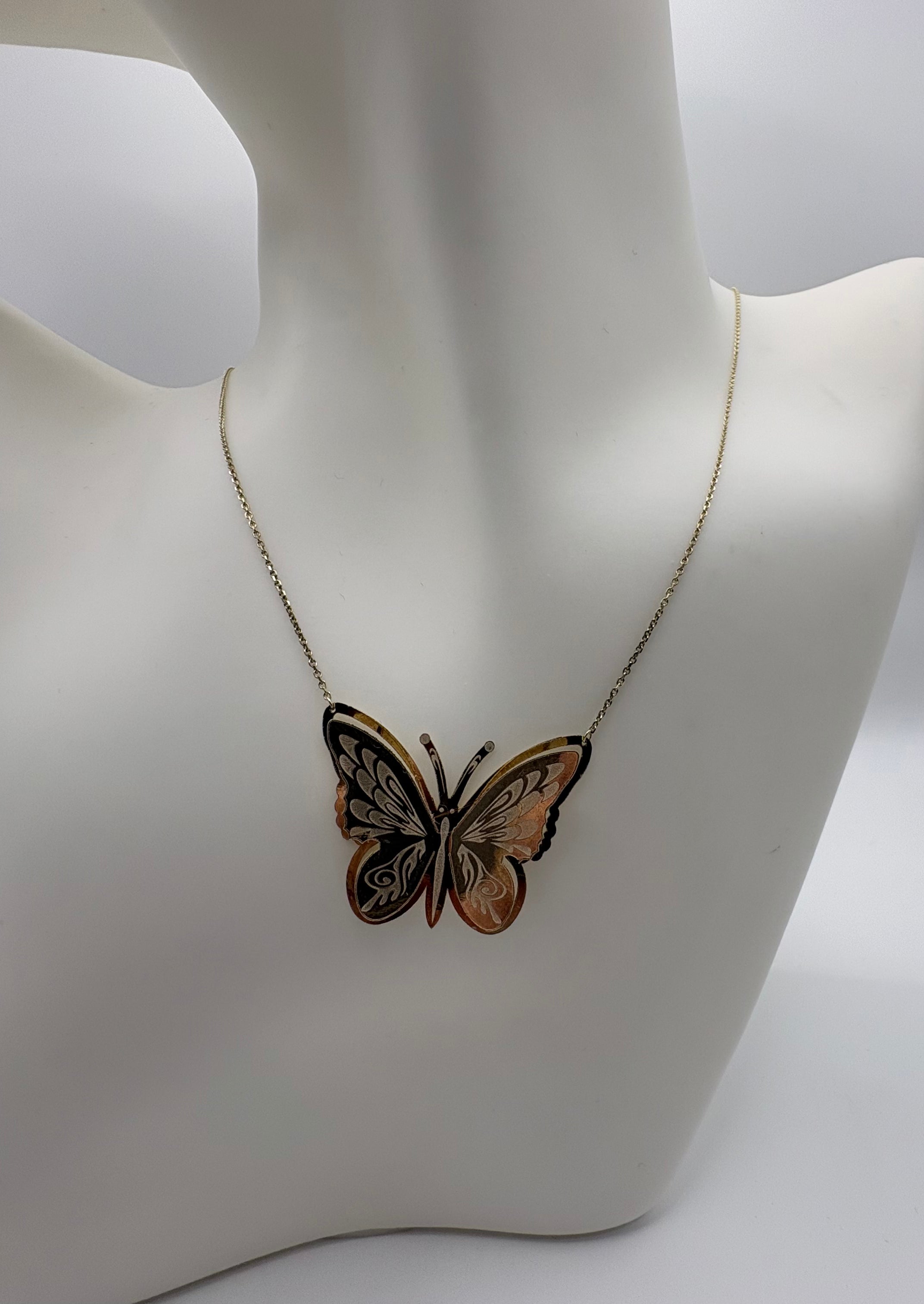 10K Gold Necklace with Butterfly Pendant
